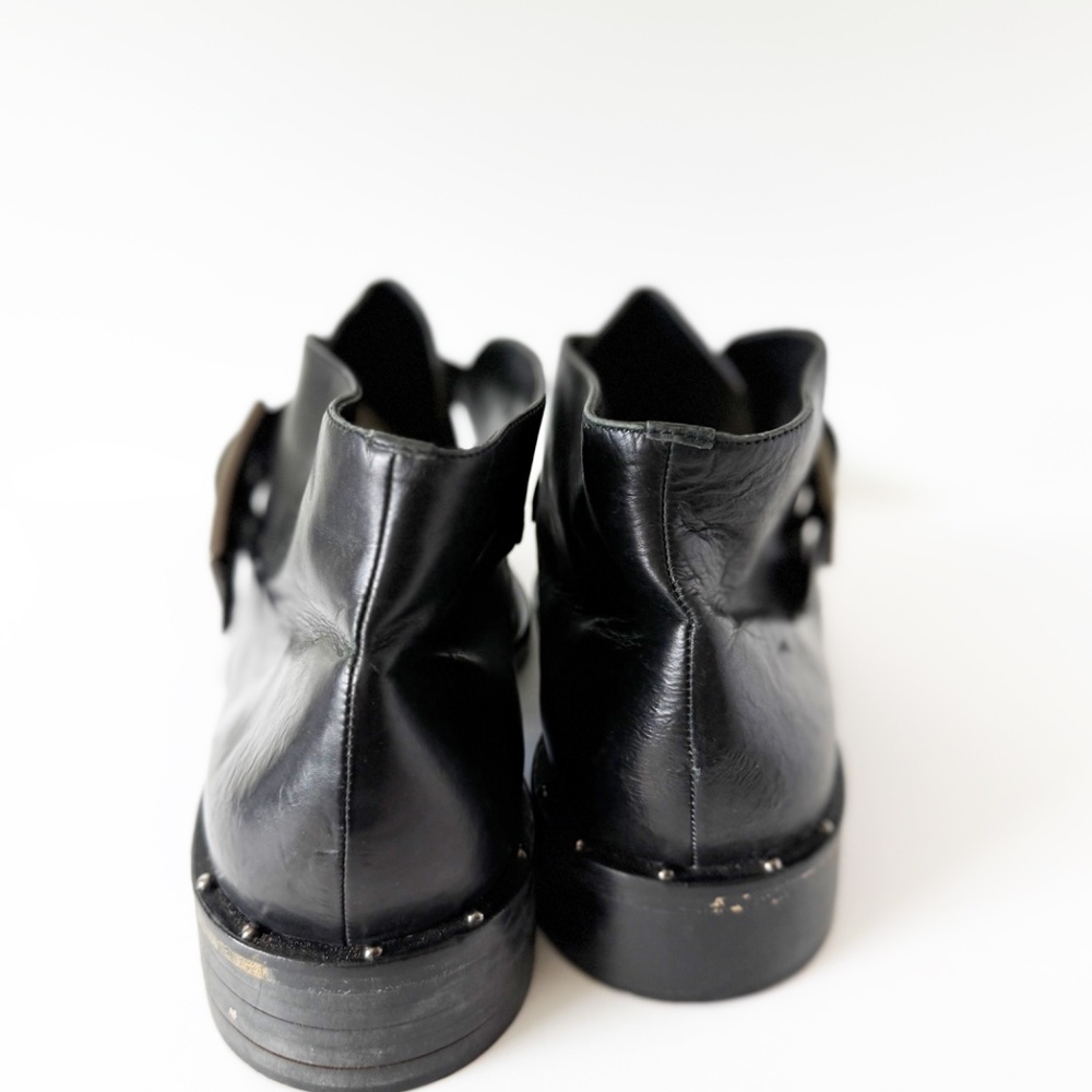 Vintage Kenneth Cole Monk Strap Studded Black Leather Ankle Boots Size 11.5 - Picture 9 of 11